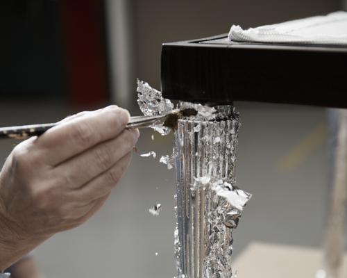 NC Furniture Manufacturer Baker Furniture Factory Silver Leafing Process Up Close